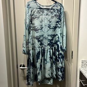 Raquel Allegra Sheer Tunic/Dress, 100% Silk, Teal, Size 0